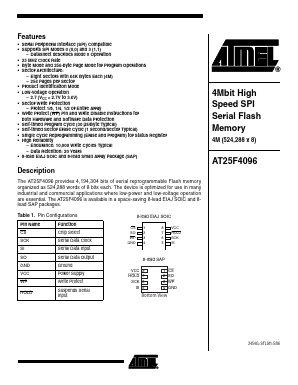 AT25F4096W-10SU-2.7 Datasheet PDF Atmel Corporation