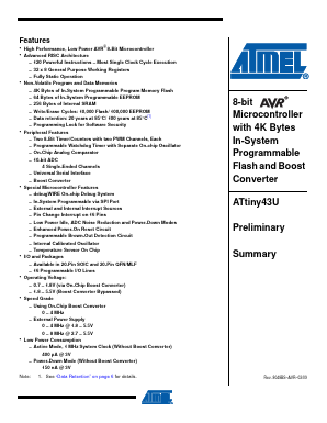 ATTINY43U Datasheet PDF Atmel Corporation