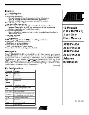 AT49BV1604-12UC Datasheet PDF Atmel Corporation