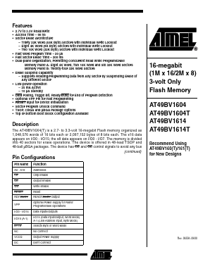 AT49BV1604-11UI Datasheet PDF Atmel Corporation