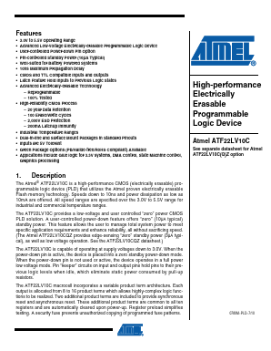 ATF22LV10C-15XI Datasheet PDF Atmel Corporation