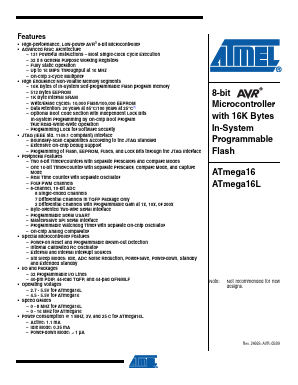 ATMEGA16 Datasheet PDF Atmel Corporation