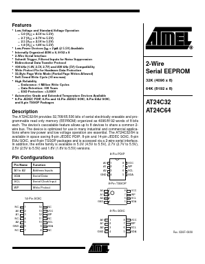 AT24C64N-10SC-2.5 Datasheet PDF Atmel Corporation