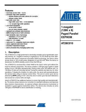 AT28C010E-12JU Datasheet PDF Atmel Corporation