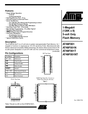 AT49F001NT-70JC Datasheet PDF Atmel Corporation