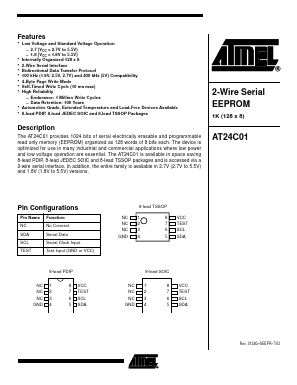 AT24C01-10SE-2.7 Datasheet PDF Atmel Corporation