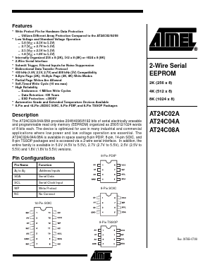 AT24C04A-10SI-2.7 Datasheet PDF Atmel Corporation