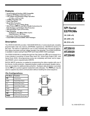 AT25040 Datasheet PDF Atmel Corporation