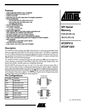 AT25F512N-10SU-2.7 Datasheet PDF Atmel Corporation