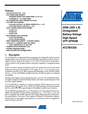 AT27BV256-70JU Datasheet PDF Atmel Corporation