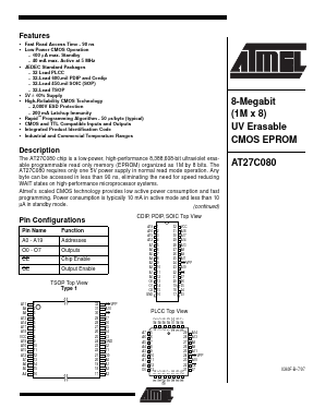AT27C080-10DC Datasheet PDF Atmel Corporation
