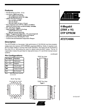 AT27C4096-55PC Datasheet PDF Atmel Corporation