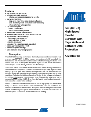 AT28HC64B-70 Datasheet PDF Atmel Corporation