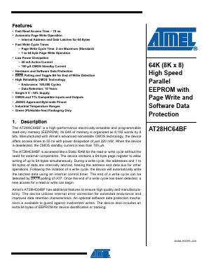 AT28HC64BF Datasheet PDF Atmel Corporation