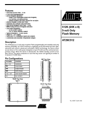 AT29C512-70PC Datasheet PDF Atmel Corporation