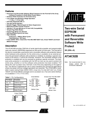 AT34C02BY6-10YH-1.7 Datasheet PDF Atmel Corporation