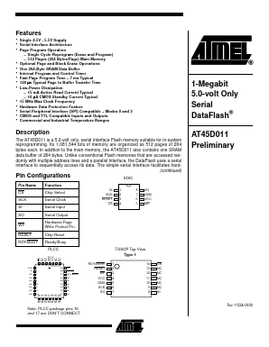 AT45D011-JC Datasheet PDF Atmel Corporation