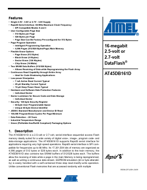 AT45DB161D-SU Datasheet PDF Atmel Corporation