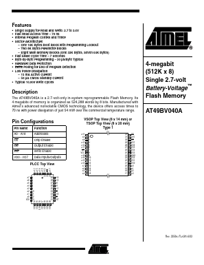 AT49BV040A-70JI Datasheet PDF Atmel Corporation