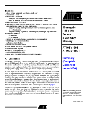 AT49BV160S Datasheet PDF Atmel Corporation