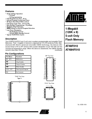 AT49HF010 Datasheet PDF Atmel Corporation