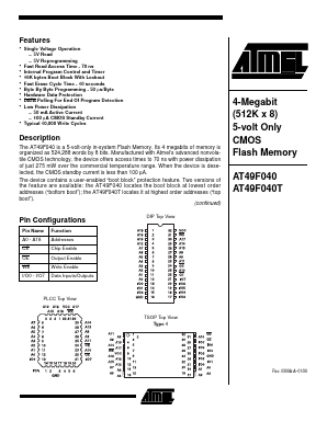AT49F040-12TI Datasheet PDF Atmel Corporation
