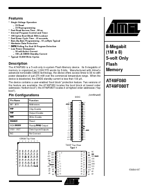 AT49F080T-15TC Datasheet PDF Atmel Corporation