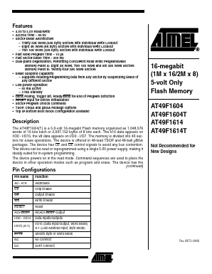 AT49F1604T Datasheet PDF Atmel Corporation