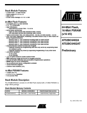 AT52BC6402AT Datasheet PDF Atmel Corporation
