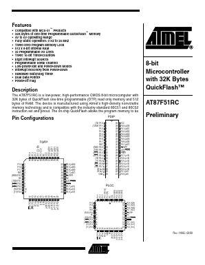 AT87F51RC-12PC Datasheet PDF Atmel Corporation