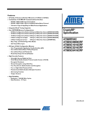 AT88SC3216CRF-WA1 Datasheet PDF Atmel Corporation