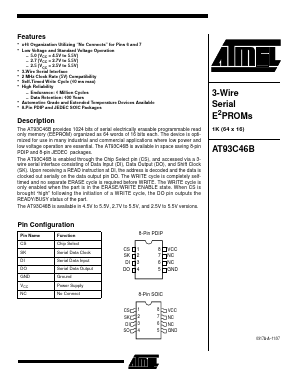 AT93C46B-10SC-2.7 Datasheet PDF Atmel Corporation