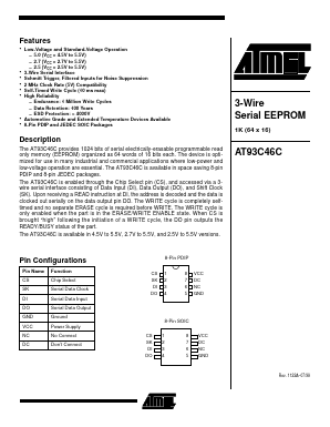 AT93C46C Datasheet PDF Atmel Corporation