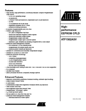 ATF1502ASV-20AC44 Datasheet PDF Atmel Corporation
