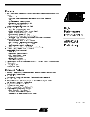 ATF1502AS-15AI44 Datasheet PDF Atmel Corporation