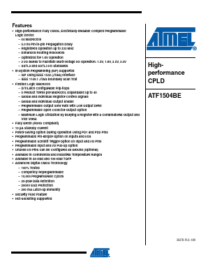 ATF1504BE-7AU100 Datasheet PDF Atmel Corporation