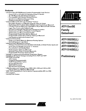 ATF1516SE-10QI208 Datasheet PDF Atmel Corporation