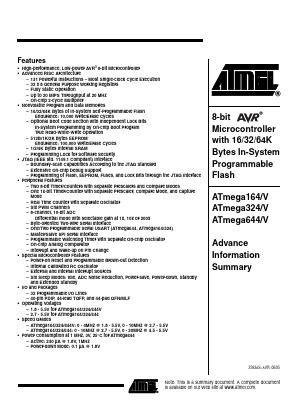 ATMEGA324V Datasheet PDF Atmel Corporation
