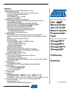 ATMEGA88PV-10AU Datasheet PDF Atmel Corporation