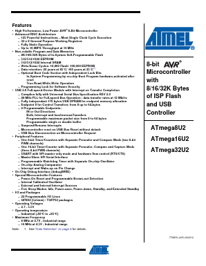ATMEGA16U2-MUR Datasheet PDF Atmel Corporation