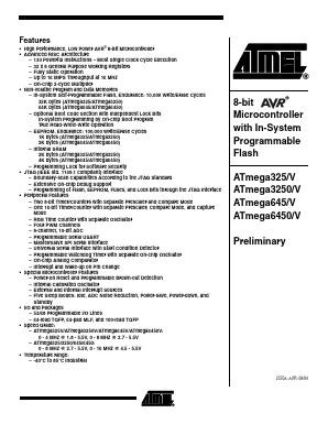 ATMEGA645-16AJ Datasheet PDF Atmel Corporation