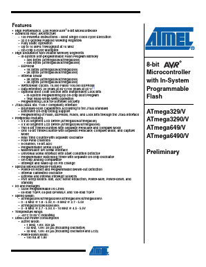 ATMEGA329-16AI Datasheet PDF Atmel Corporation