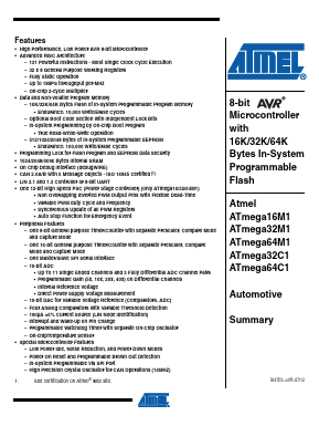 ATMEGA32M1-ESAZ Datasheet PDF Atmel Corporation