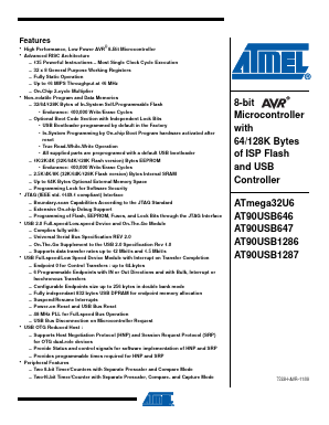 AT90USB647-16AU Datasheet PDF Atmel Corporation