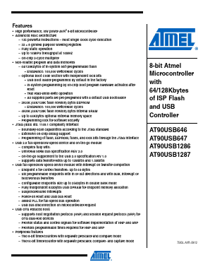 AT90USB647-MU Datasheet PDF Atmel Corporation