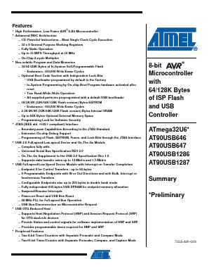 AT90USB646-AU Datasheet PDF Atmel Corporation
