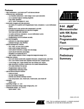 ATMEGA406 Datasheet PDF Atmel Corporation