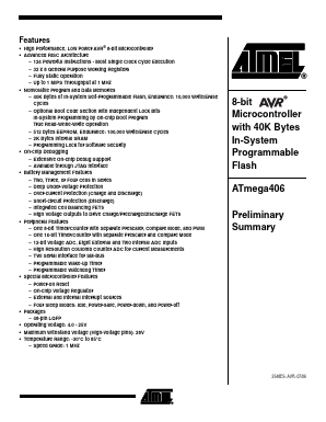 ATMEGA406 Datasheet PDF Atmel Corporation