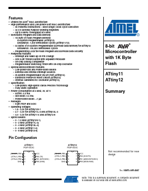 ATTINY11 Datasheet PDF Atmel Corporation