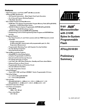 ATTINY24-20PU Datasheet PDF Atmel Corporation